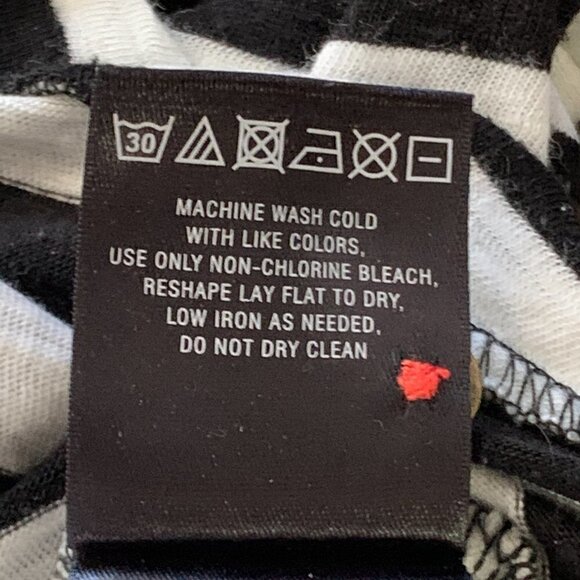 Anthropologie Postage Stamp S Henley Top Black White Stripe Roll Tab Sleeve 52K - Picture 10 of 11